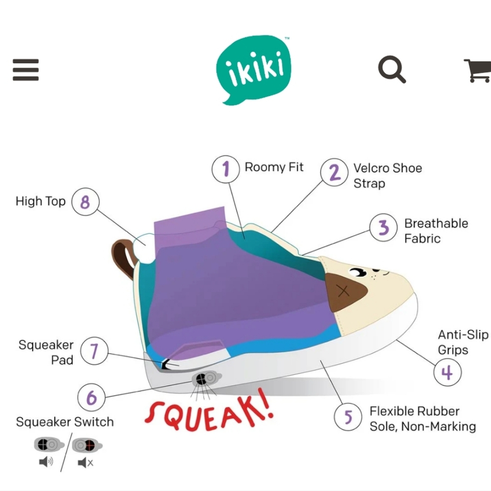 Ikiki Spider Squeaky Toddler Shoes | Blue/Gray, size 6 - Picture 15 of 15